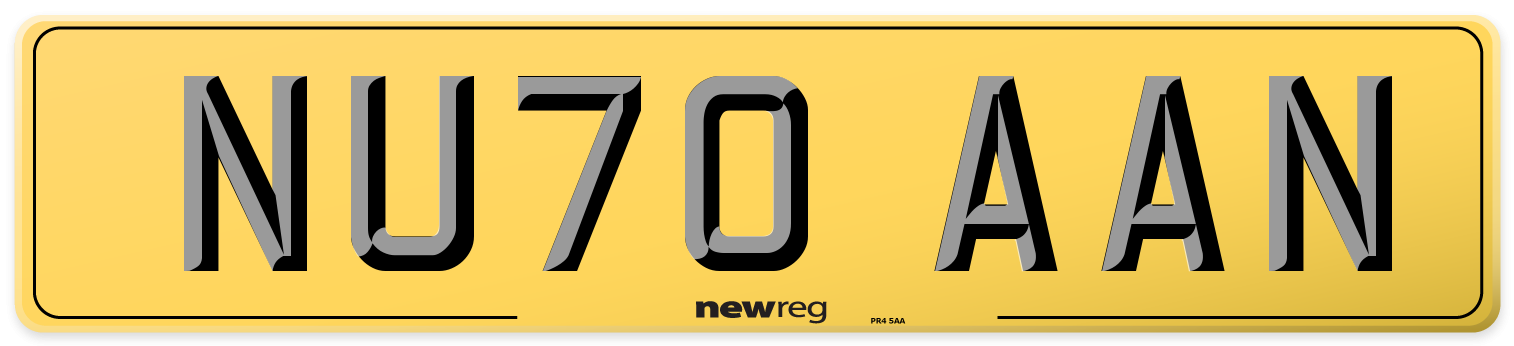 NU70 AAN Rear Number Plate