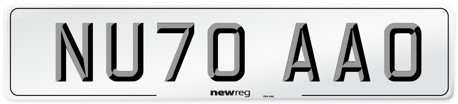 NU70 AAO Front Number Plate