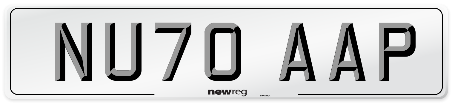 NU70 AAP Front Number Plate