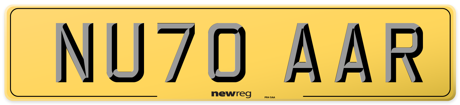 NU70 AAR Rear Number Plate
