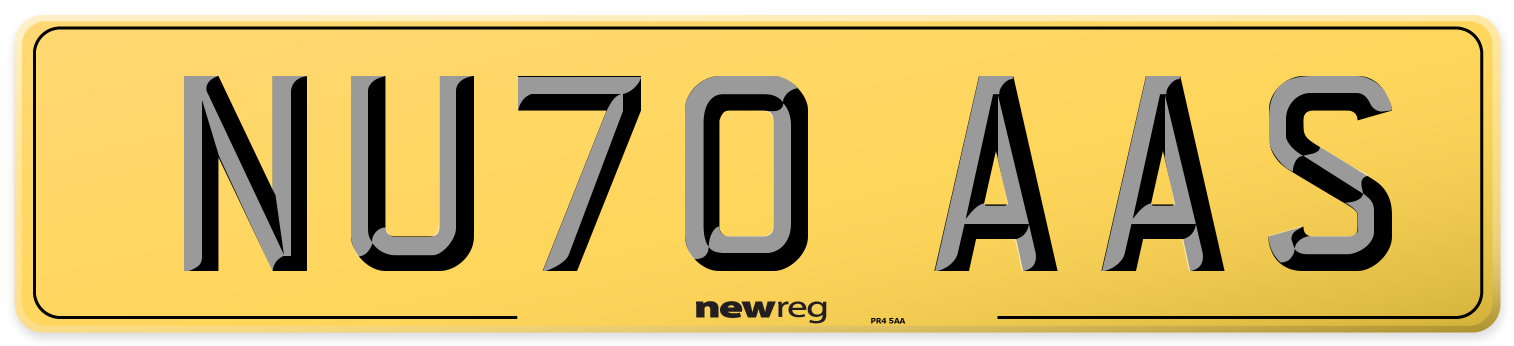 NU70 AAS Rear Number Plate