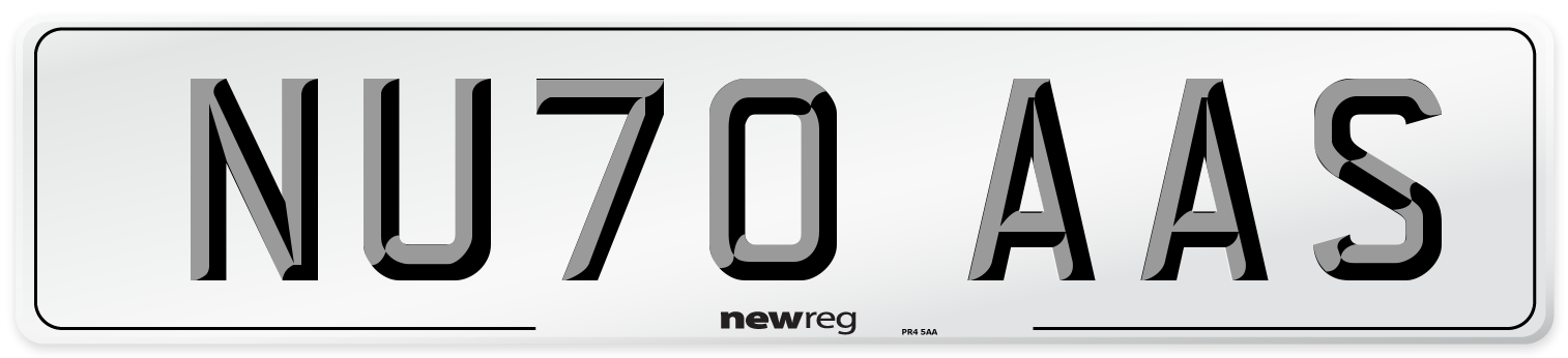 NU70 AAS Front Number Plate