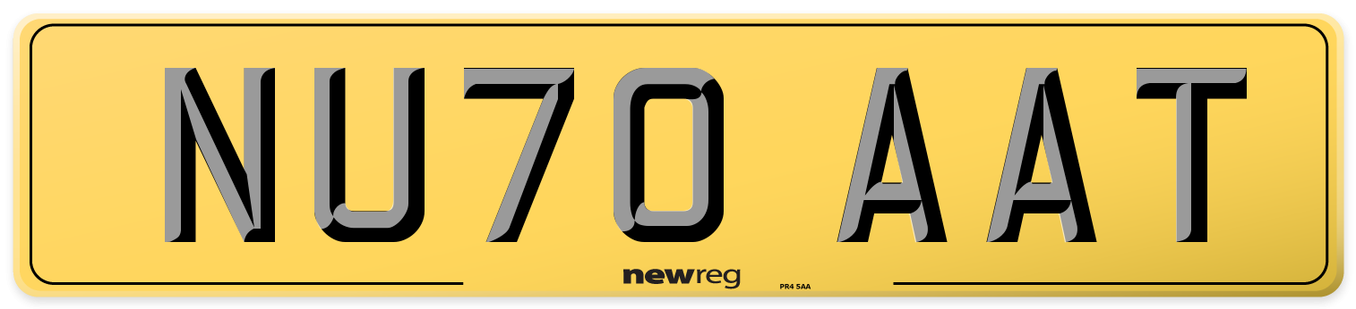 NU70 AAT Rear Number Plate