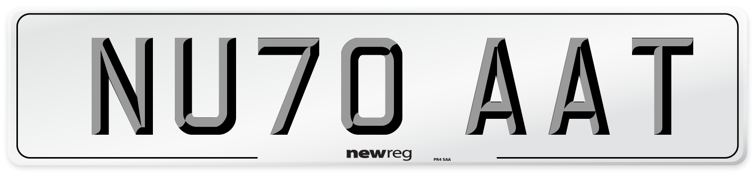 NU70 AAT Front Number Plate