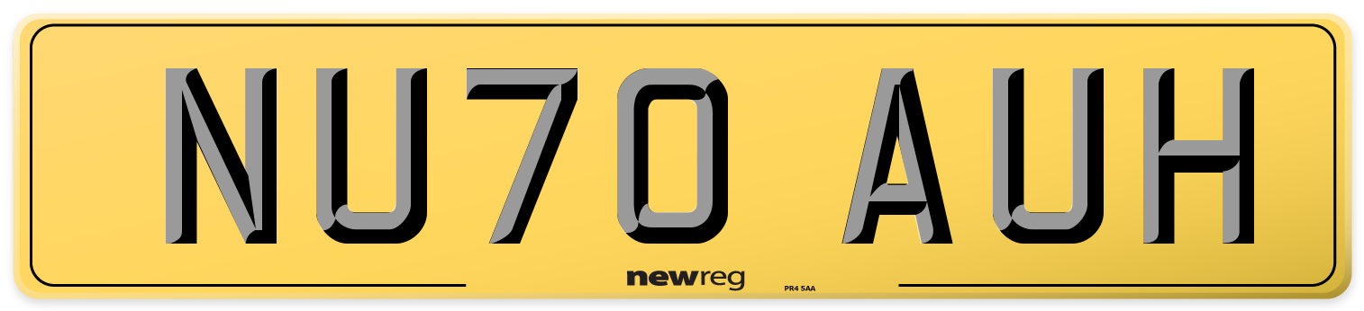 NU70 AUH Rear Number Plate