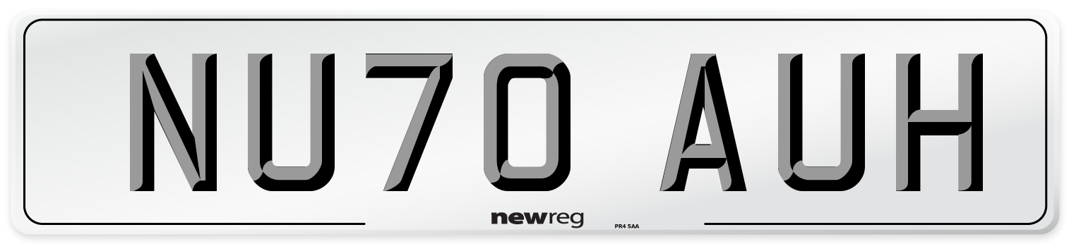 NU70 AUH Front Number Plate