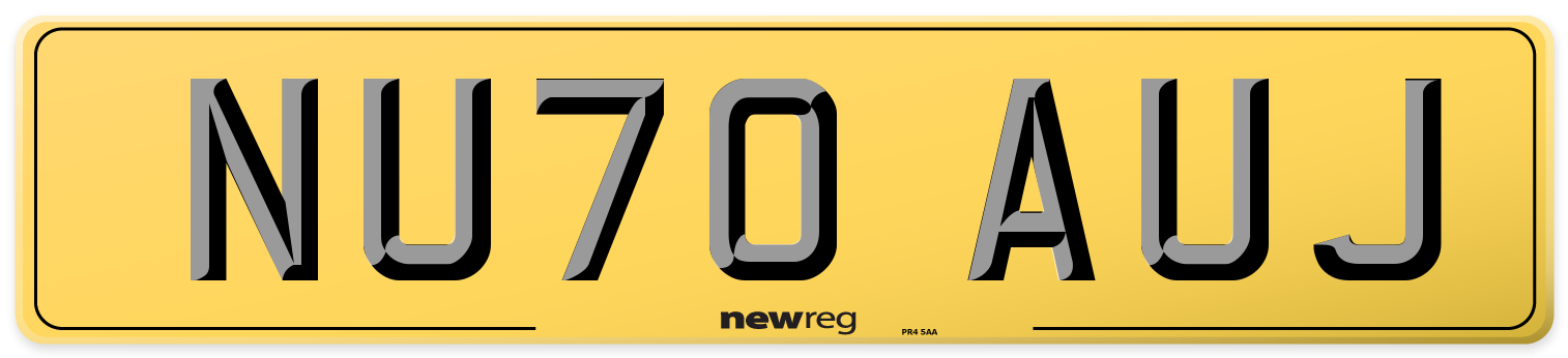 NU70 AUJ Rear Number Plate