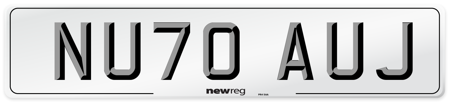 NU70 AUJ Front Number Plate
