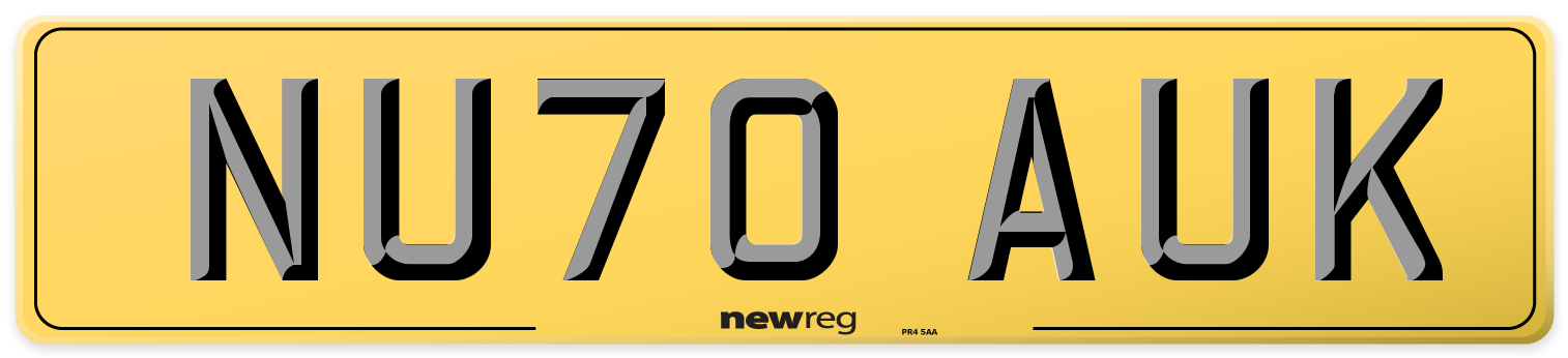 NU70 AUK Rear Number Plate