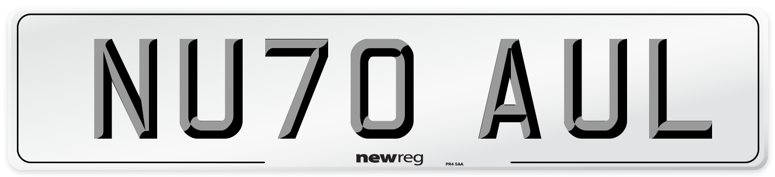 NU70 AUL Front Number Plate