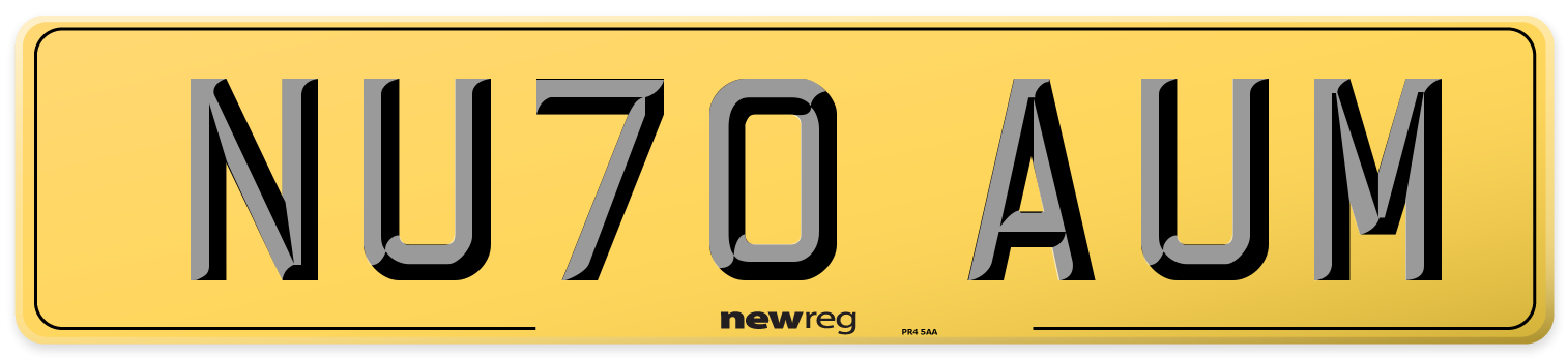 NU70 AUM Rear Number Plate
