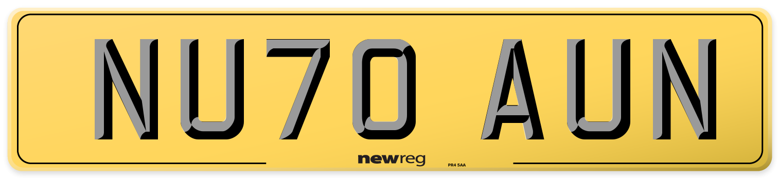 NU70 AUN Rear Number Plate