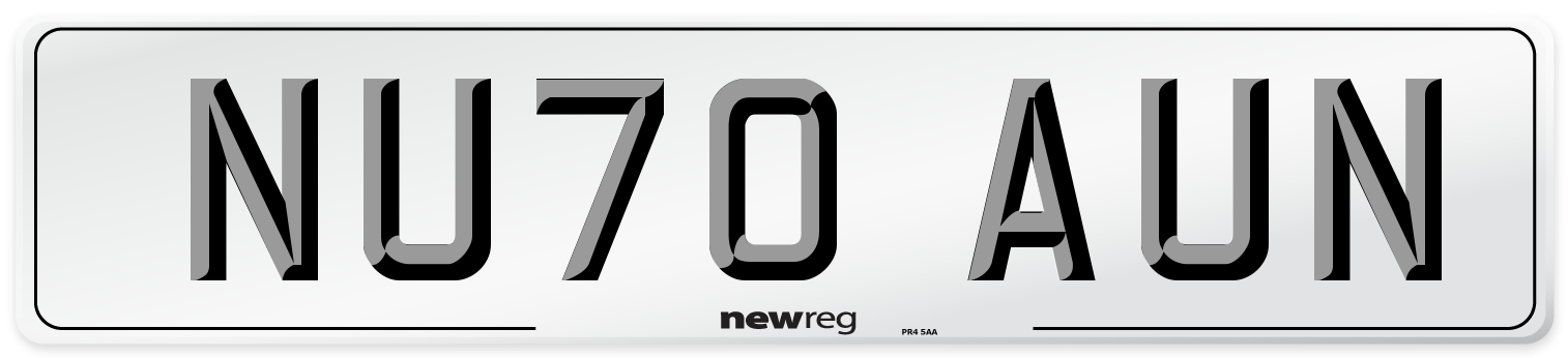 NU70 AUN Front Number Plate
