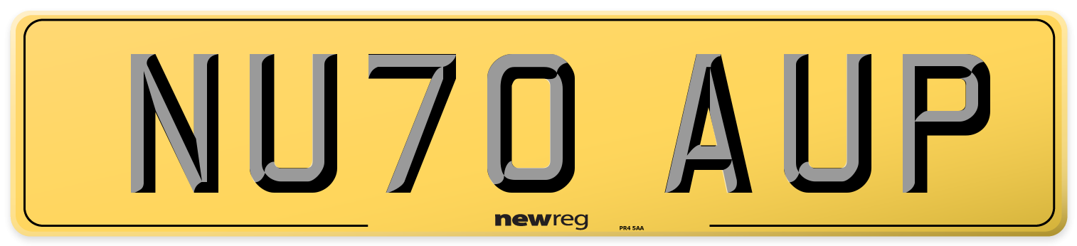 NU70 AUP Rear Number Plate