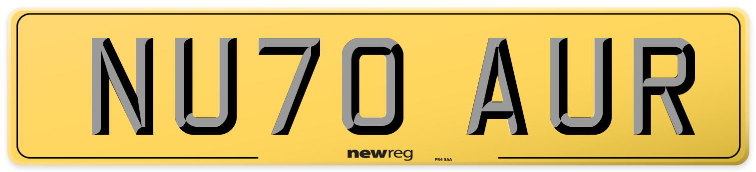 NU70 AUR Rear Number Plate