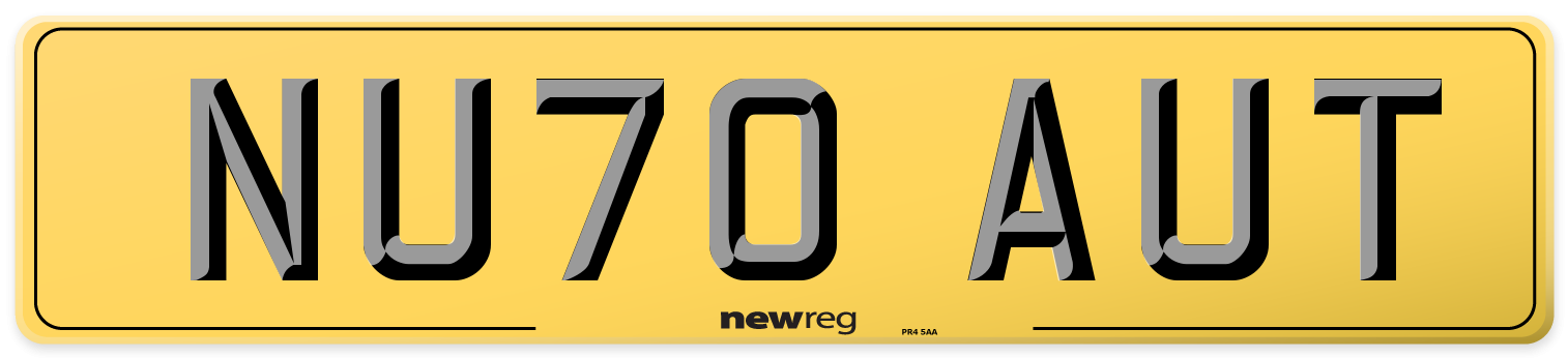 NU70 AUT Rear Number Plate