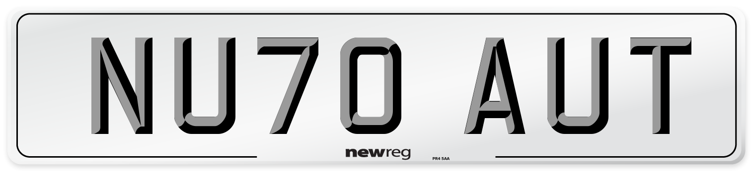 NU70 AUT Front Number Plate