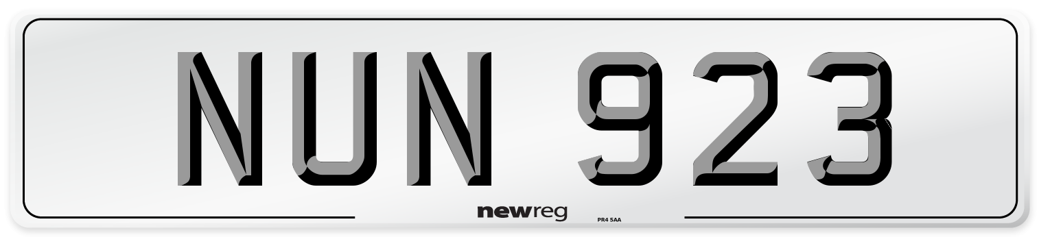 NUN 923 Front Number Plate