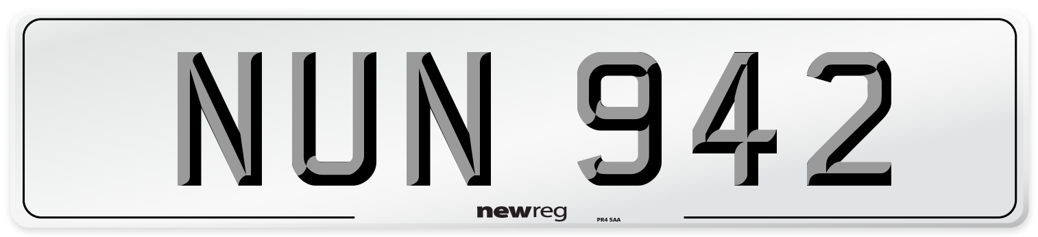 NUN 942 Front Number Plate