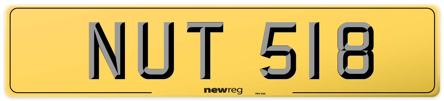 NUT 518 Rear Number Plate