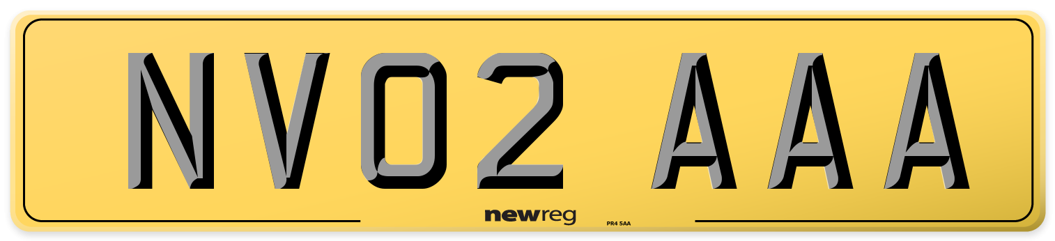 NV02 AAA Rear Number Plate