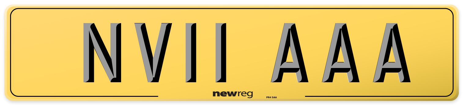 NV11 AAA Rear Number Plate
