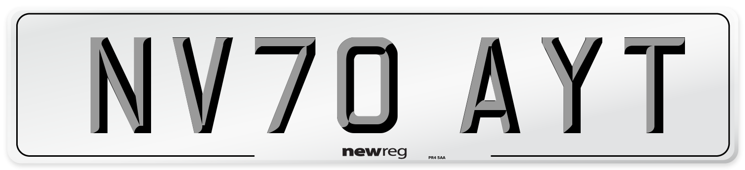 NV70 AYT Front Number Plate
