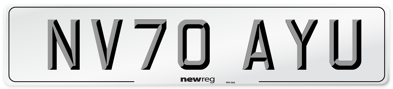 NV70 AYU Front Number Plate