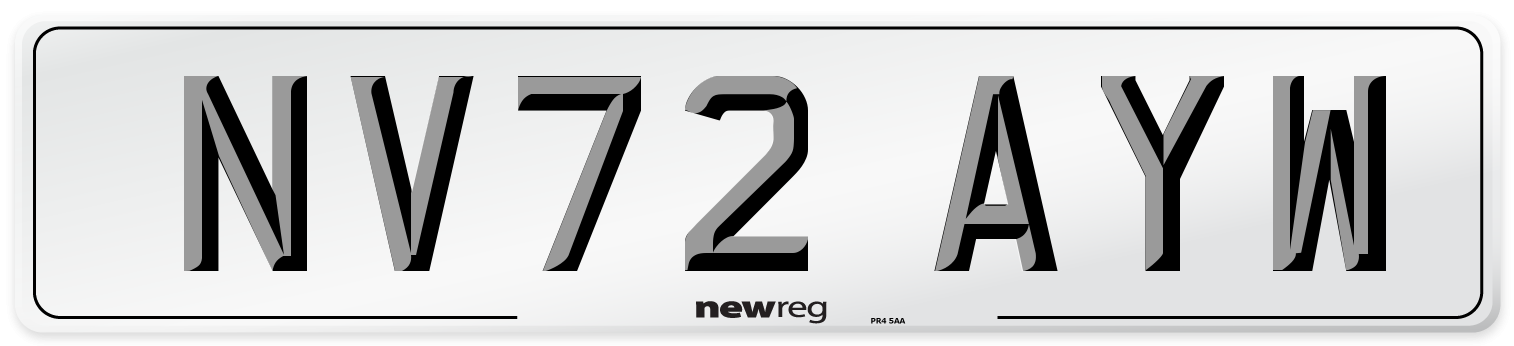 NV72 AYW Front Number Plate