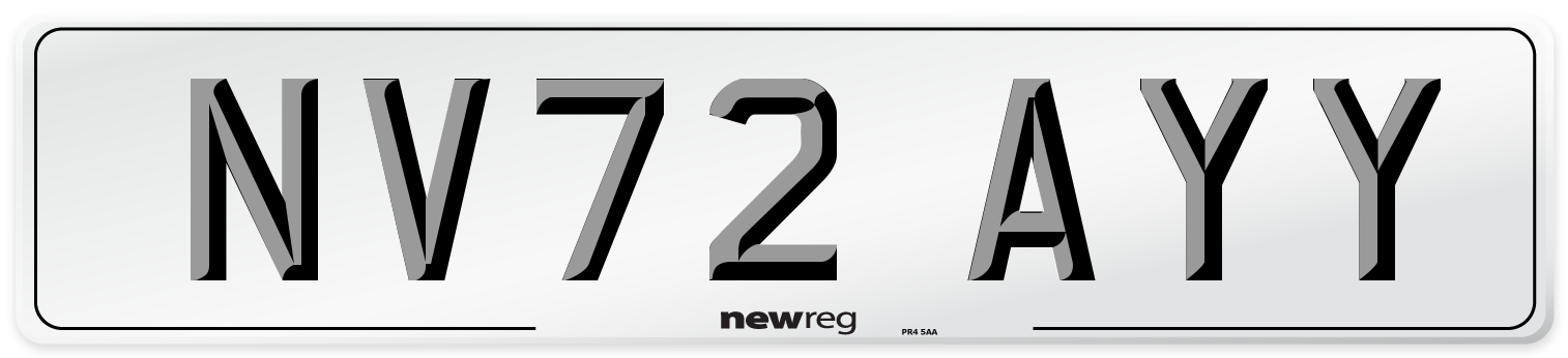 NV72 AYY Front Number Plate
