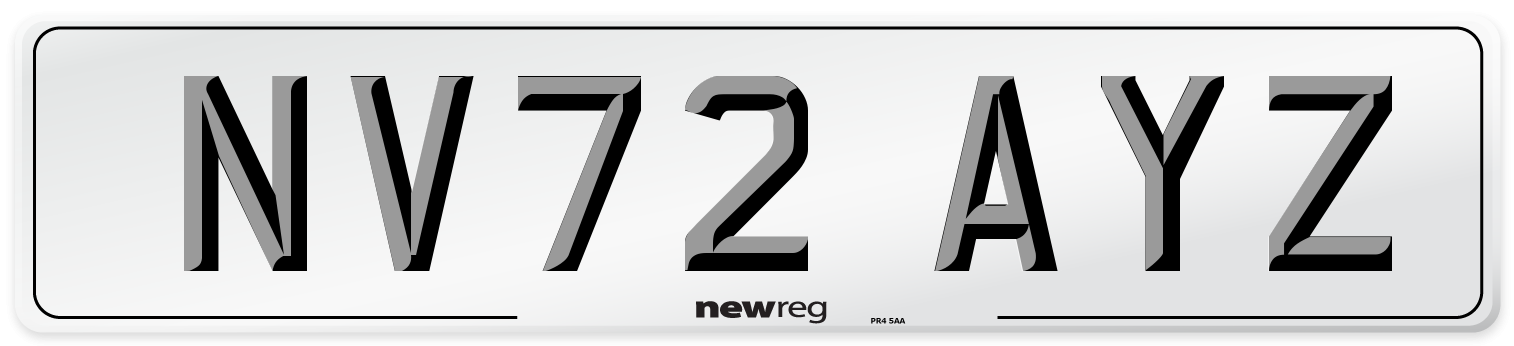 NV72 AYZ Front Number Plate