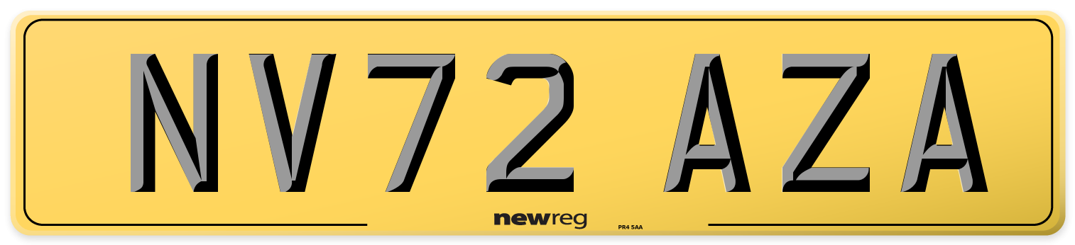 NV72 AZA Rear Number Plate