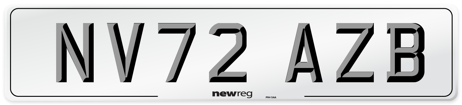 NV72 AZB Front Number Plate