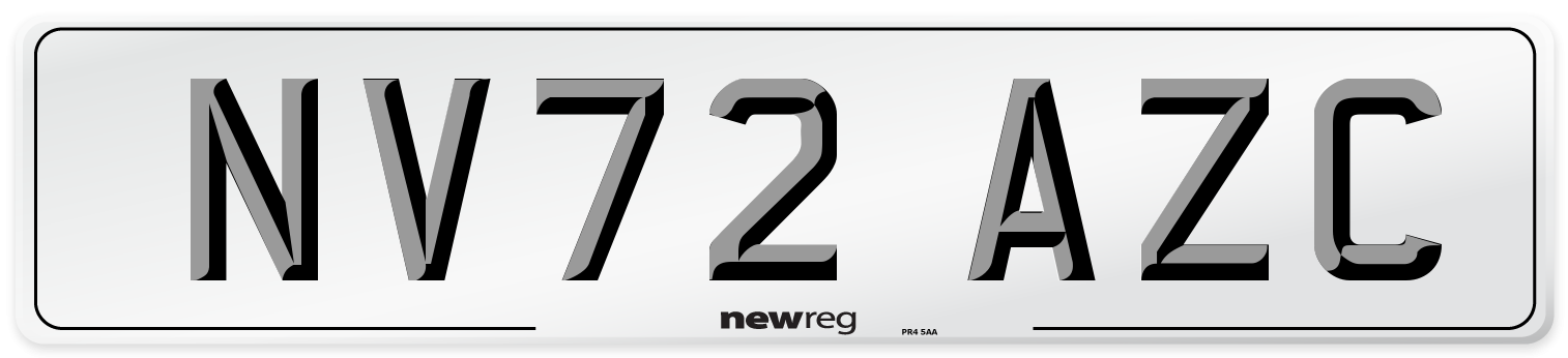 NV72 AZC Front Number Plate