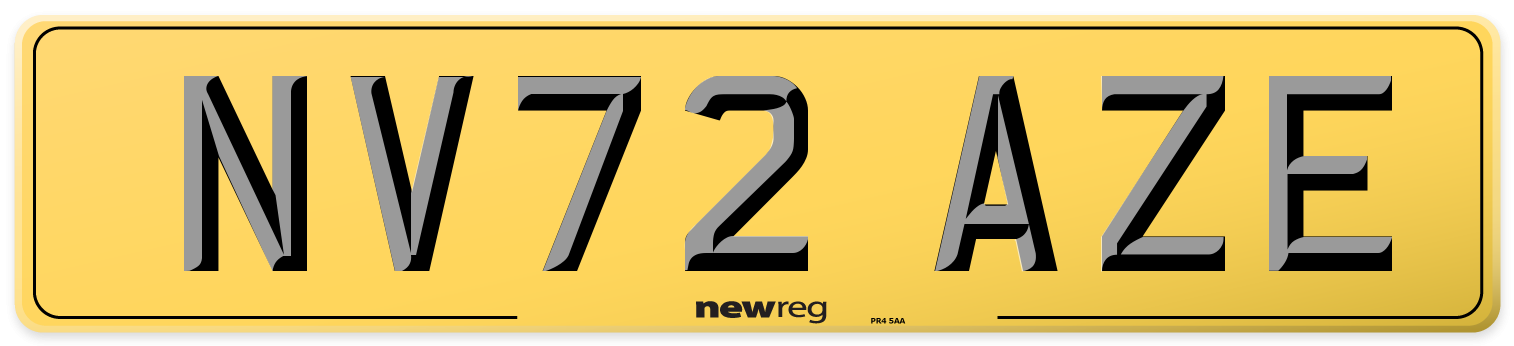 NV72 AZE Rear Number Plate