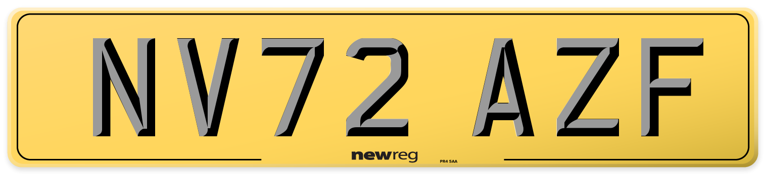 NV72 AZF Rear Number Plate