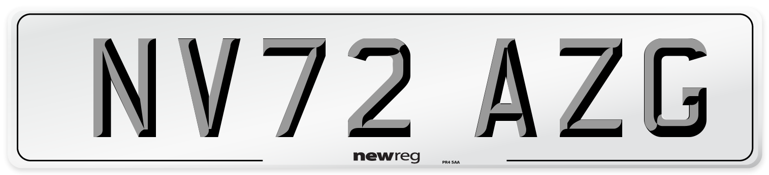 NV72 AZG Front Number Plate