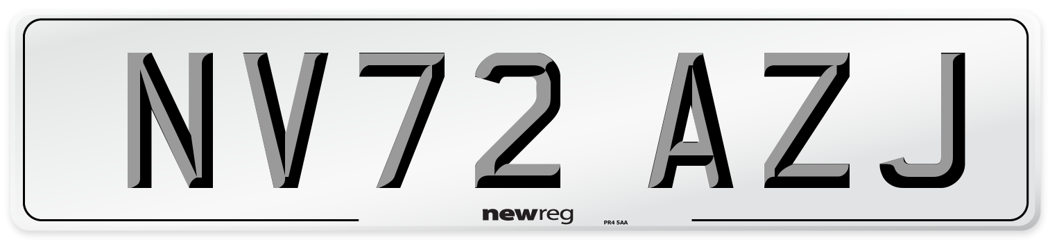 NV72 AZJ Front Number Plate