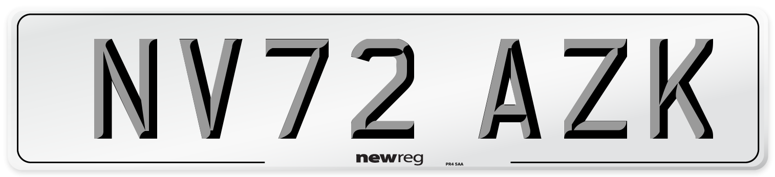 NV72 AZK Front Number Plate
