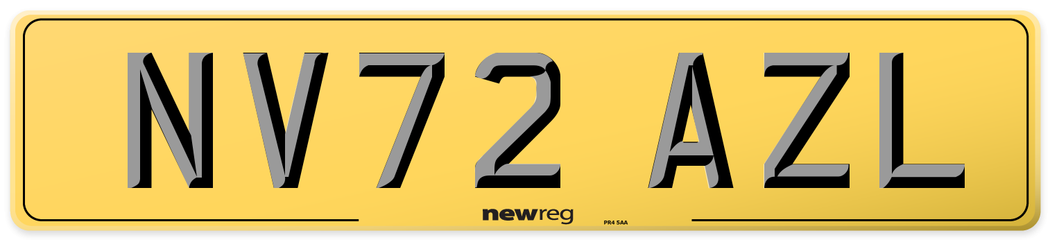 NV72 AZL Rear Number Plate