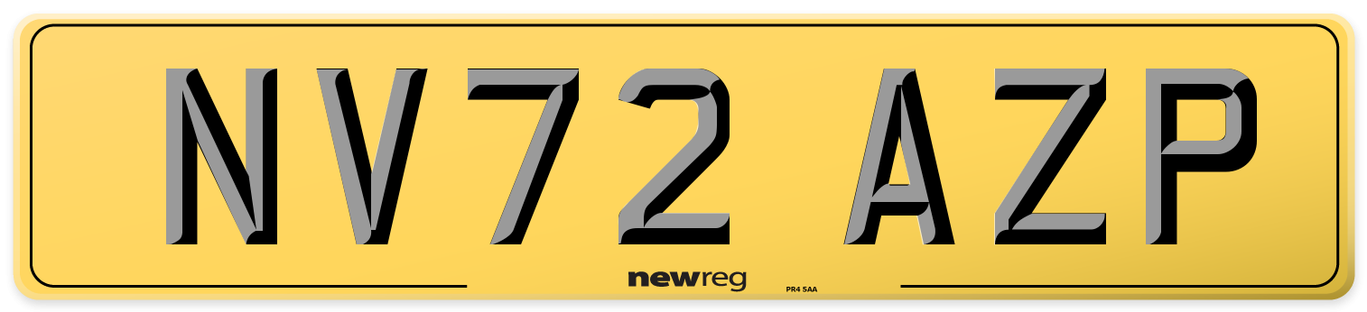 NV72 AZP Rear Number Plate