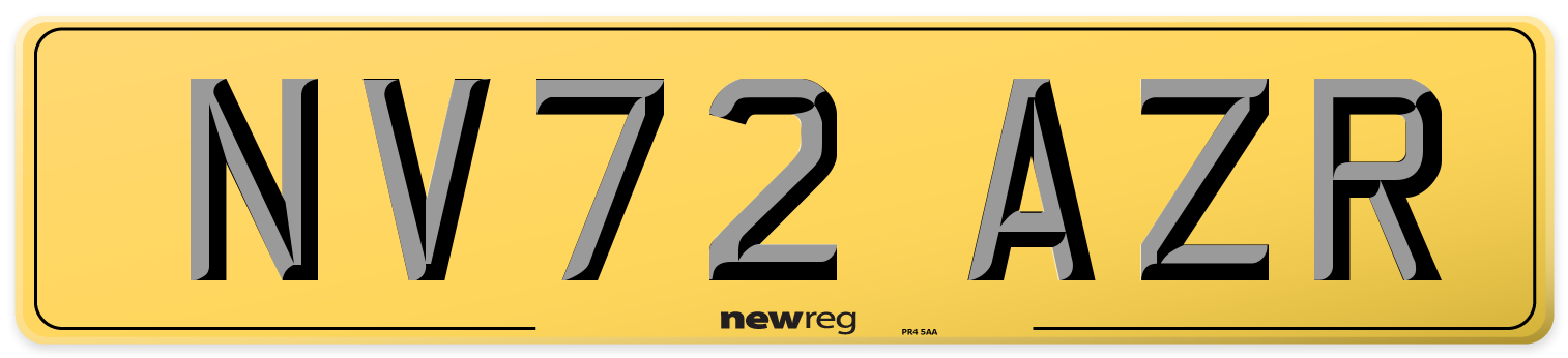 NV72 AZR Rear Number Plate