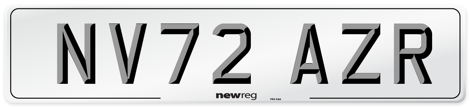 NV72 AZR Front Number Plate