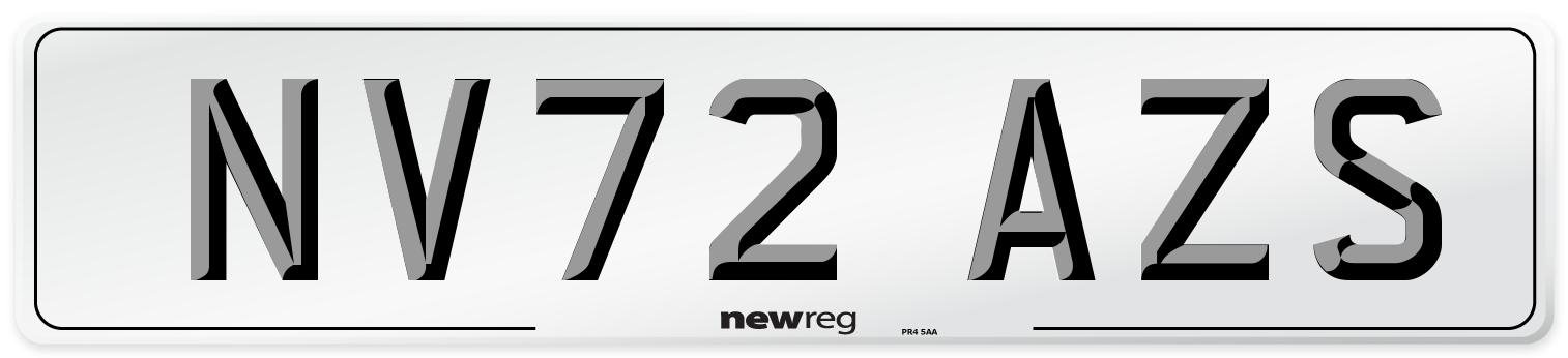 NV72 AZS Front Number Plate