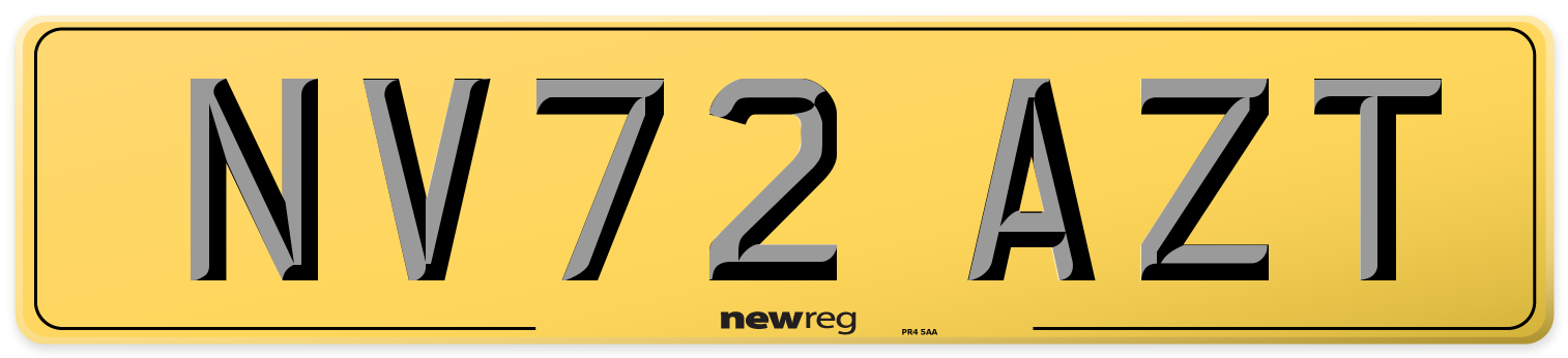 NV72 AZT Rear Number Plate