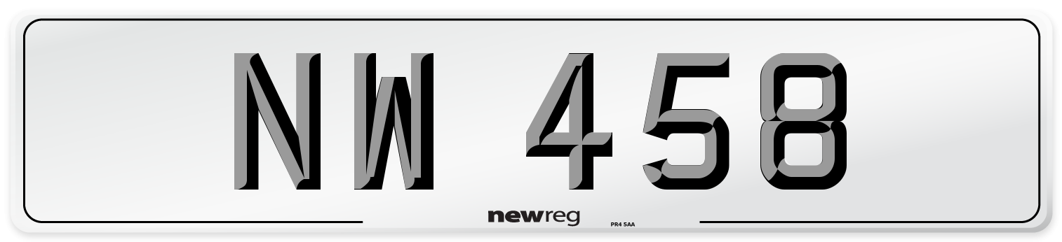 NW 458 Front Number Plate