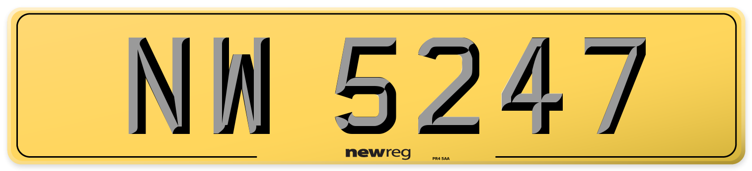 NW 5247 Rear Number Plate