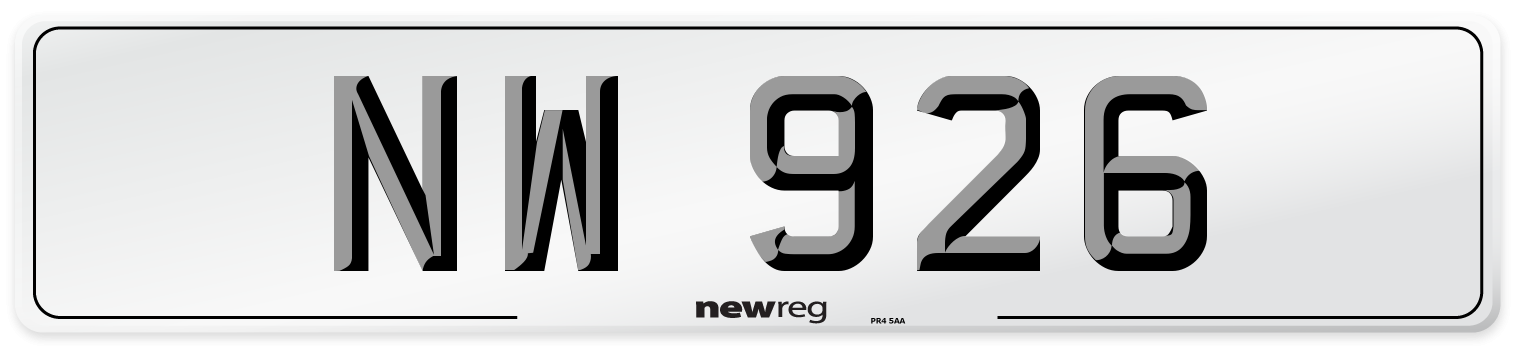 NW 926 Front Number Plate