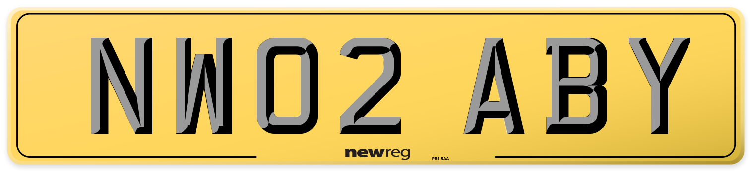 NW02 ABY Rear Number Plate