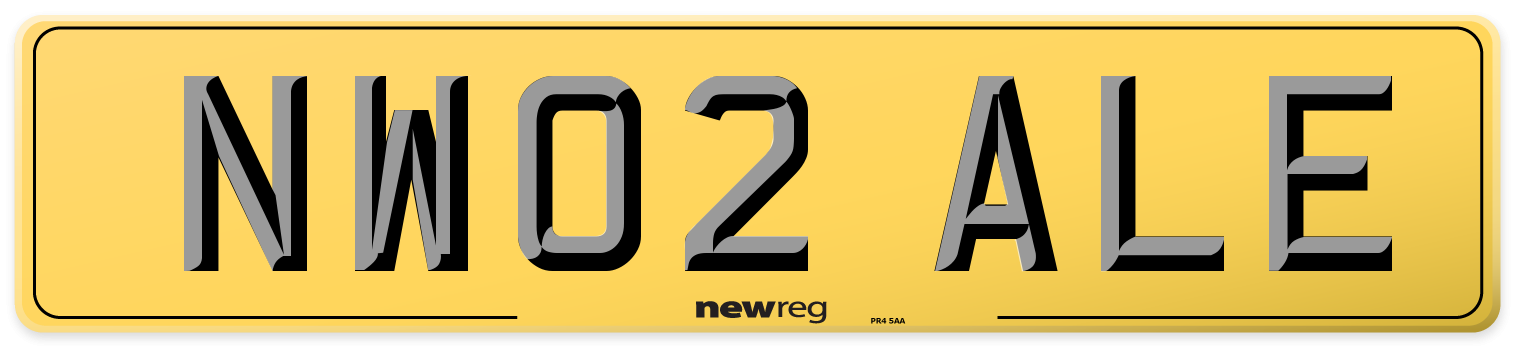 NW02 ALE Rear Number Plate